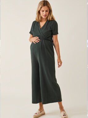 Boob Design - Maternity jumpsuit with nursing access - Deep Green